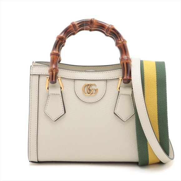 Gucci Handbags - Gucci Bamboo Diana Leather  Handbag White